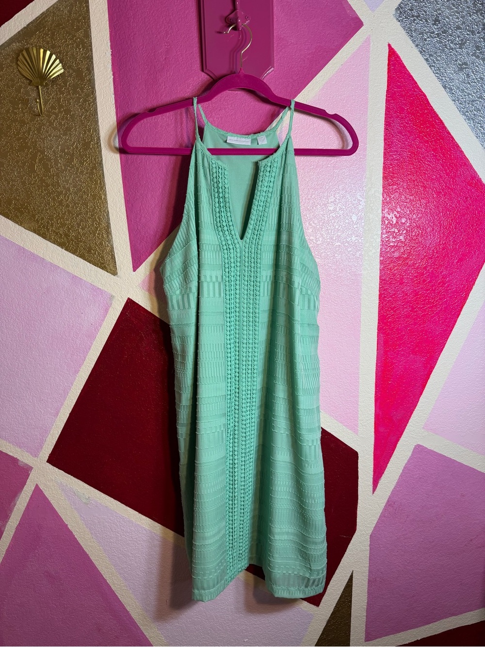 NY&Co Mint Green Crochet Trim Slip Dress Sz M